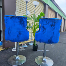 Load image into Gallery viewer, Velvet Blue Bar Stool or Table Chair or Desk Chair Adjustable Seat