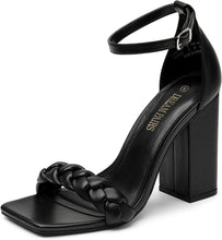 Load image into Gallery viewer, Women Braided Open Toe Ankle Strap High Heel Block Chunky Sandals