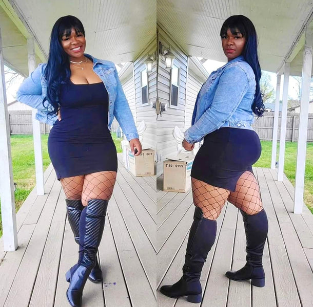 Fall Outfit Jean Jacket Black Dress Black Boots