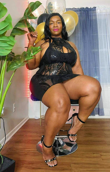 Black Sequin Holiday Party Dress | Outfit Of The Day #PlusSize #Curvy #Thick