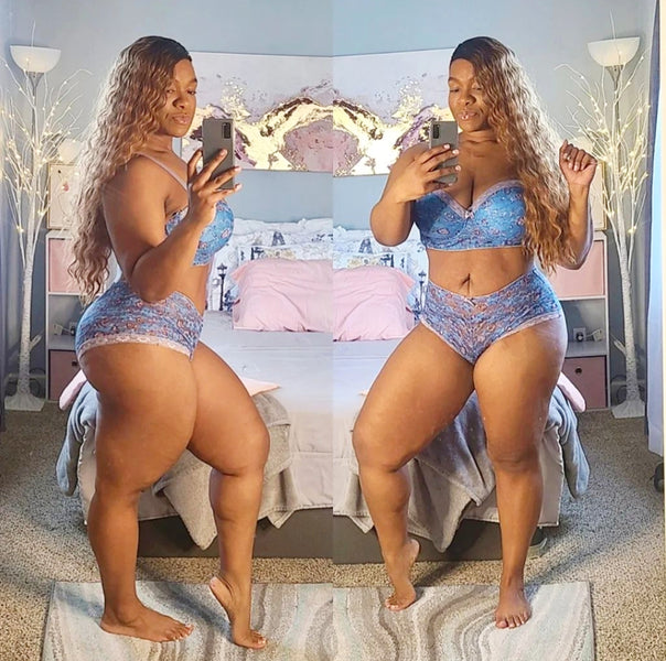 Light Blue Lingerie Set Tryon | Watch Me Undress #PlusSize #Curvy #Thick