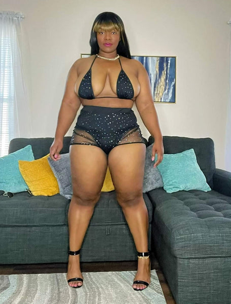 Black Bikini Shorts Set | Watch Me Undress