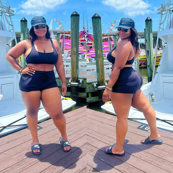 Black Shorts Set Outfit | Boat Ride At The Virginia Beach OceanFront Rudee Inlet Boardwalk