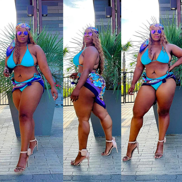 Neon Blue Thong Bikini Set | Vacation Outfit | Plus Size Curvy Swimwear