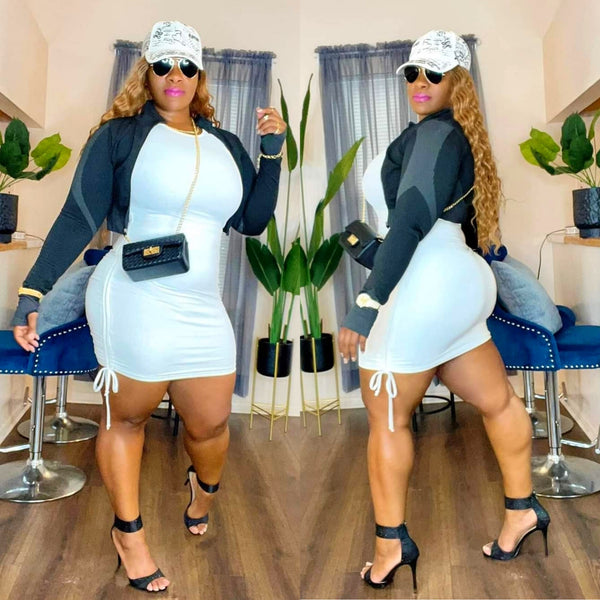 White Mini Dress Black High Heels Tryon | Plus Size Curvy Outfit Of The Day #OOTD