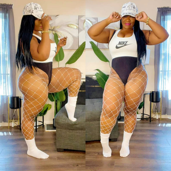 Nike Pro Black and White Fitness Workout Sportswear Plus Size Outfit Of The Day