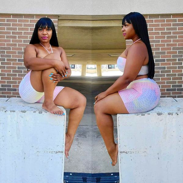 Pink 2 Piece Shorts Set Tryon | Watch Me Undress | Thick Curvy Model