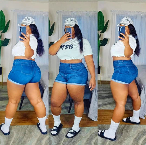 White Tee Booty Shorts Nike Slides Chill Relax Day