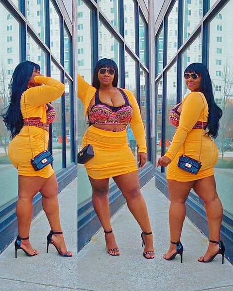 Neon Orange Skirt Set Tryon Party Wear Outfit Of The Day #Curvy #Thick #Fashion