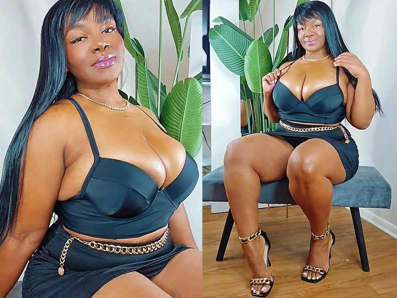 Black Mini Skirt High Heels Outfit Tryon #PlusSize #Curvy #Thick #Model