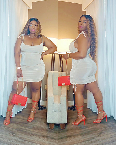 Spring Time Mini Dress Red High Heels Red Handbag Outfit Tryon #Curvy #Thick #Model #PlusSize #Fashion
