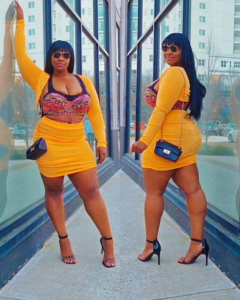 Outfit Tryon Orange Mini Skirt 2 Piece Set #Curvy #Thick #PlusSize