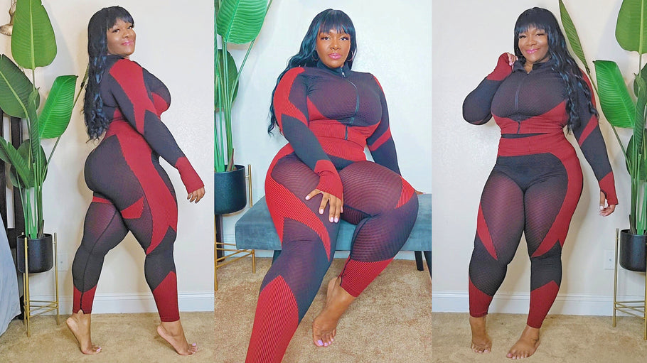 Plus Size Red WorkOut SportsWear Curvy Fashion #Tryon #ootd #fitoftheday
