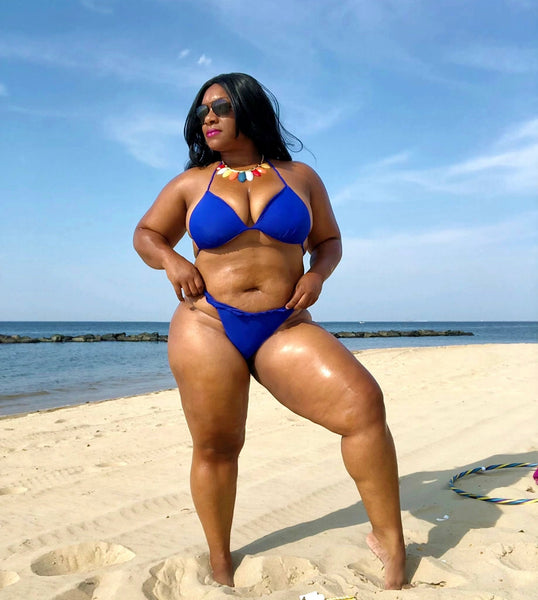 Royal Blue Tiny Bikini Topless At The Beach #Thick #Curvy #Plump #Ebony #Model