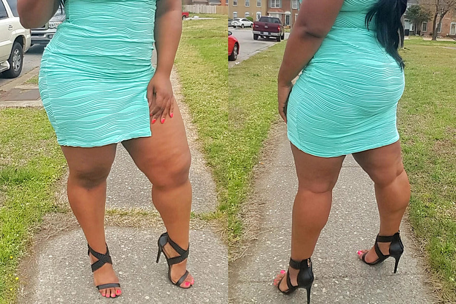 Mint Green Mini Dress Black High Heels