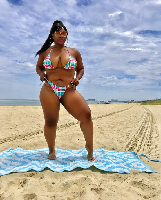 Beach Vibes MultiColor Stripped Bikini Bathing Suit #BeachBae #Curvy #PlusSize #SwimWear