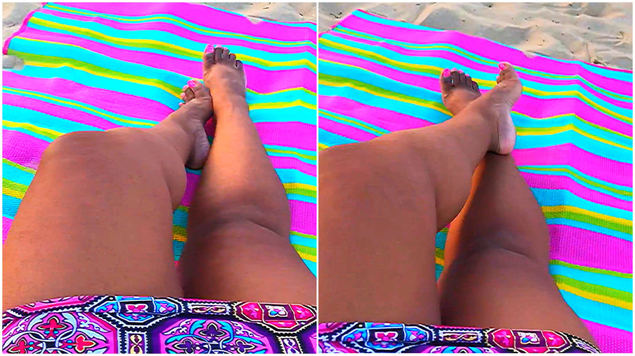 Nice Day At Beach, Thick Thighs, Thick Legs Crossed, Arched Feet