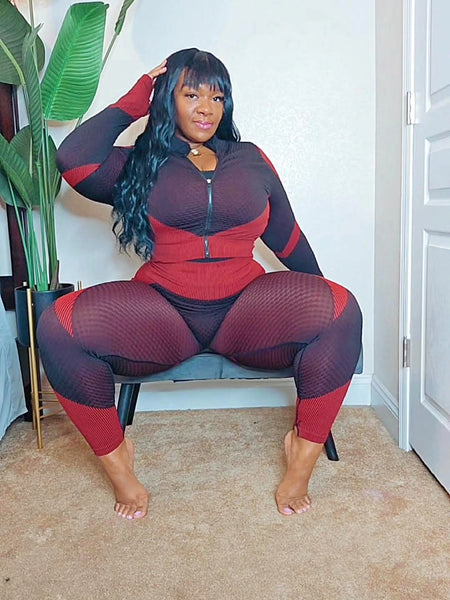 Red 3 Piece Paint Set Tryon Curvy Plus Size #FitnessWear #WorkoutWear