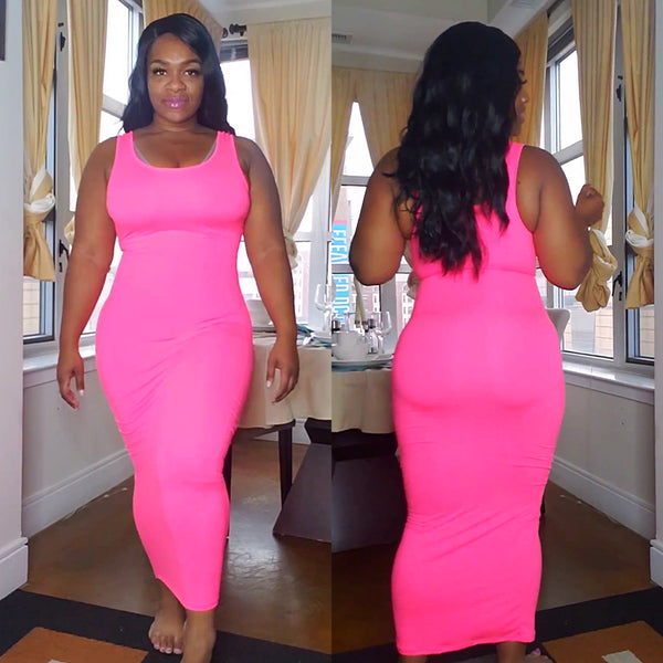 Hot Pink Long Maxi Dress Try On #PlusSize #Curvy #fashion #ootd