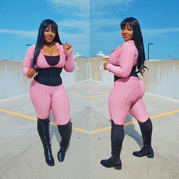 Pink Fitness SportsWear Outfit Tryon #Curvy #Thick #Model