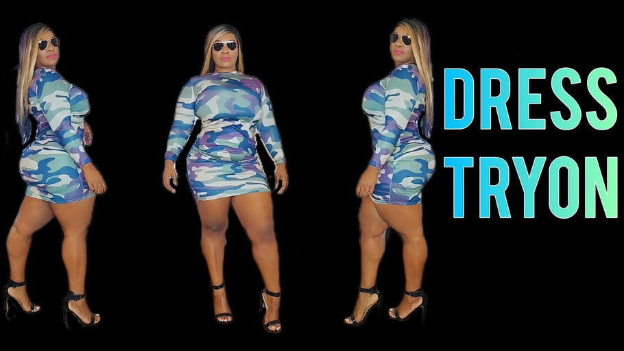 Camo Print Dress Tryon #ootd #plussize #curvygirl #curvywomen