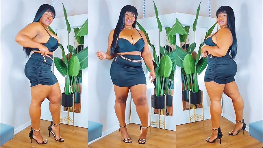 Black High Heels Mini Skirt Outfit Tryon | #PlusSize #Curvy #Thick #Model