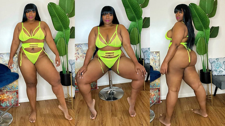 Lingerie Of The Day Neon Green Try On #PlusSize #Curvy #ThickWomen