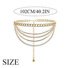 Load image into Gallery viewer, BODIY Rhinestone Waist Chains Gold Chain Belt Sparkly Crystal Belly Chains Chunky Body Chain Jewelry for Women