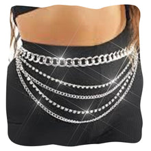 Load image into Gallery viewer, BODIY Rhinestone Waist Chains Gold Chain Belt Sparkly Crystal Belly Chains Chunky Body Chain Jewelry for Women