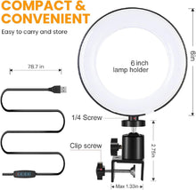 Load image into Gallery viewer, 22'' Ring Light with 75'' Tripod Stand, LED Display/2 USB Ports/6500K Dimmable Ring Light for ipad Phone Holder for Tattoo Lash Live Makeup Video Recording TikTok Barber Stylist Photography