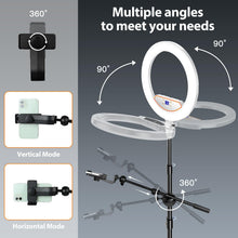Load image into Gallery viewer, 22'' Ring Light with 75'' Tripod Stand, LED Display/2 USB Ports/6500K Dimmable Ring Light for ipad Phone Holder for Tattoo Lash Live Makeup Video Recording TikTok Barber Stylist Photography
