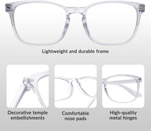 Load image into Gallery viewer, Blue Light Glasses for Woman Men, 99% Blocking Square Frame 5 Pairs | Anti Eyestrain &amp; UV Glare Protection, Computer Blue Light Blocking Glasses for Gaming TV Phone Screen