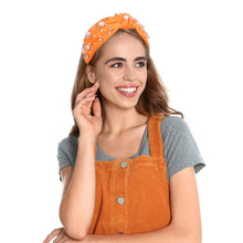 Load image into Gallery viewer, Brown Headband for Women Pearl Knotted Headband Sparkly Rhinestone Pearls Top Knotted Headbands Fashion Accessories Cute Hair Bands for Women Girls