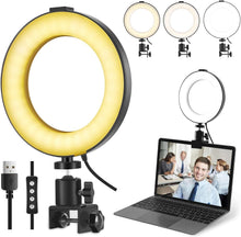 Load image into Gallery viewer, 22'' Ring Light with 75'' Tripod Stand, LED Display/2 USB Ports/6500K Dimmable Ring Light for ipad Phone Holder for Tattoo Lash Live Makeup Video Recording TikTok Barber Stylist Photography