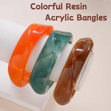 Load image into Gallery viewer, FAXHION Chunky Resin Acrylic Bangle Bracelets for Women, Colorful Wide Geometric Bangles Set, Statement Stackable Bracelet Jewelry Gift