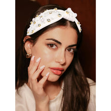 Load image into Gallery viewer, Brown Headband for Women Pearl Knotted Headband Sparkly Rhinestone Pearls Top Knotted Headbands Fashion Accessories Cute Hair Bands for Women Girls
