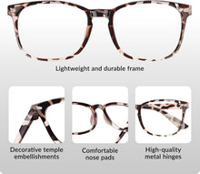 Load image into Gallery viewer, Blue Light Glasses for Woman Men, 99% Blocking Square Frame 5 Pairs | Anti Eyestrain &amp; UV Glare Protection, Computer Blue Light Blocking Glasses for Gaming TV Phone Screen