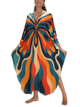 Load image into Gallery viewer, NFVNKJ Boho Kaftan Plus Size Dress for Women, Batwing Sleeve Beach Cover Up, Casual Loose-Fit Loungewear and Swimsuit Dress