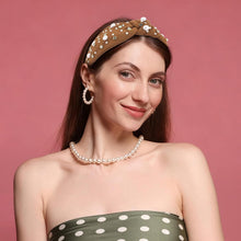 Load image into Gallery viewer, Brown Headband for Women Pearl Knotted Headband Sparkly Rhinestone Pearls Top Knotted Headbands Fashion Accessories Cute Hair Bands for Women Girls