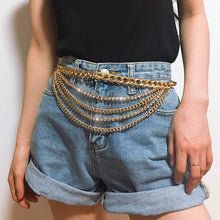 Load image into Gallery viewer, BODIY Rhinestone Waist Chains Gold Chain Belt Sparkly Crystal Belly Chains Chunky Body Chain Jewelry for Women
