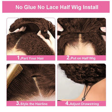 Load image into Gallery viewer, virginess Kinky Curly Half Wig Human Hair Wear Go Glueless Wigs 20 Inch Curly 3 In 1 Half Wigs for Black Women Drawstring Seamless Flip Headband Wig Human Hair Beginner Friendly