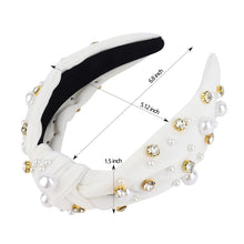 Load image into Gallery viewer, Brown Headband for Women Pearl Knotted Headband Sparkly Rhinestone Pearls Top Knotted Headbands Fashion Accessories Cute Hair Bands for Women Girls