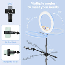Load image into Gallery viewer, 22'' Ring Light with 75'' Tripod Stand, LED Display/2 USB Ports/6500K Dimmable Ring Light for ipad Phone Holder for Tattoo Lash Live Makeup Video Recording TikTok Barber Stylist Photography