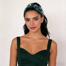 Load image into Gallery viewer, Brown Headband for Women Pearl Knotted Headband Sparkly Rhinestone Pearls Top Knotted Headbands Fashion Accessories Cute Hair Bands for Women Girls