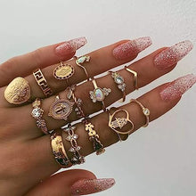 Load image into Gallery viewer, Vintage Knuckle Rings Set Stackable Finger Rings Midi Rings