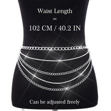 Load image into Gallery viewer, BODIY Rhinestone Waist Chains Gold Chain Belt Sparkly Crystal Belly Chains Chunky Body Chain Jewelry for Women