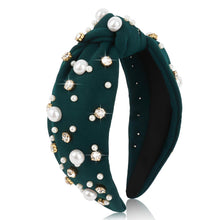 Load image into Gallery viewer, Brown Headband for Women Pearl Knotted Headband Sparkly Rhinestone Pearls Top Knotted Headbands Fashion Accessories Cute Hair Bands for Women Girls