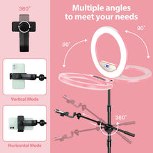 Load image into Gallery viewer, 22'' Ring Light with 75'' Tripod Stand, LED Display/2 USB Ports/6500K Dimmable Ring Light for ipad Phone Holder for Tattoo Lash Live Makeup Video Recording TikTok Barber Stylist Photography
