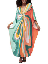 Load image into Gallery viewer, NFVNKJ Boho Kaftan Plus Size Dress for Women, Batwing Sleeve Beach Cover Up, Casual Loose-Fit Loungewear and Swimsuit Dress