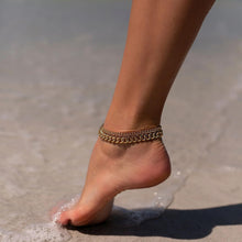 Load image into Gallery viewer, Foxgirl Gold Ankle Bracelets for Women 14K Gold Plated/Silver Anklets for Women Waterproof Minimalist Cuban Link Anklets Set Dainty Layered Ankle Bracelets Anklets for Women Gold Anklet Jewelry Gifts